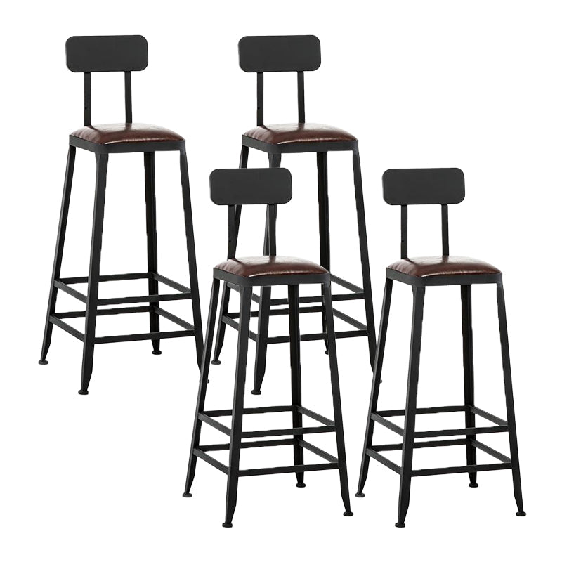 Industrial Armless Counter Stool Iron Milk Tea Shop Bar Stool with Cushion and Pedal With Back 4 Piece Set Bar Stool(30"H) Clearhalo 'Bar Furniture' 'Bar Stools' 'bar_stools' 'furn' 'furn_bar_stools' 'Furniture' 'Kitchen & Dining Furniture' 5173210
