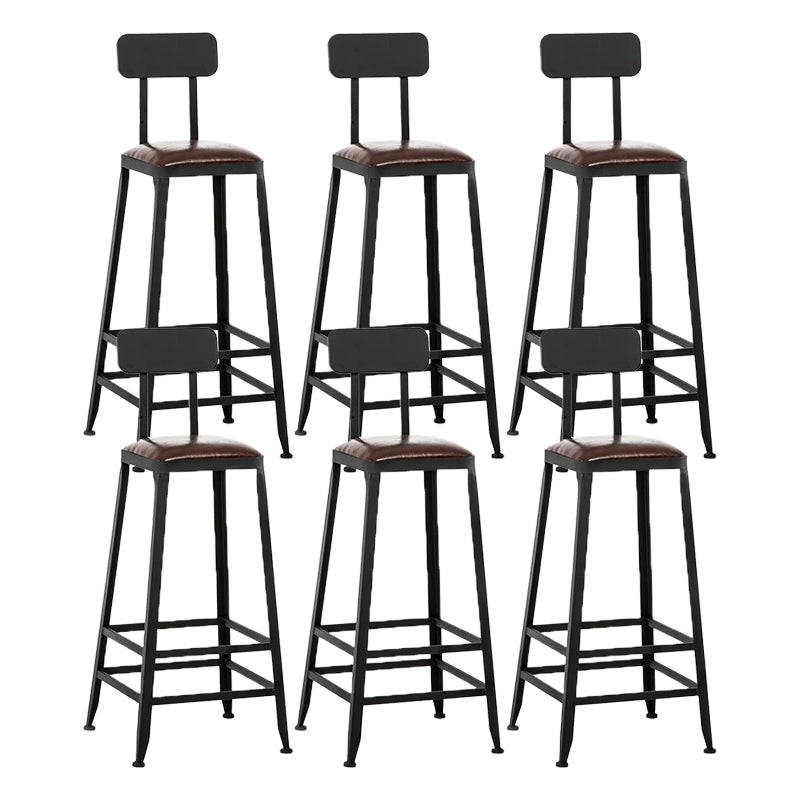 Industrial Armless Counter Stool Iron Milk Tea Shop Bar Stool with Cushion and Pedal With Back 6 Piece Set Bar Stool(30"H) Clearhalo 'Bar Furniture' 'Bar Stools' 'bar_stools' 'furn' 'furn_bar_stools' 'Furniture' 'Kitchen & Dining Furniture' 5173211