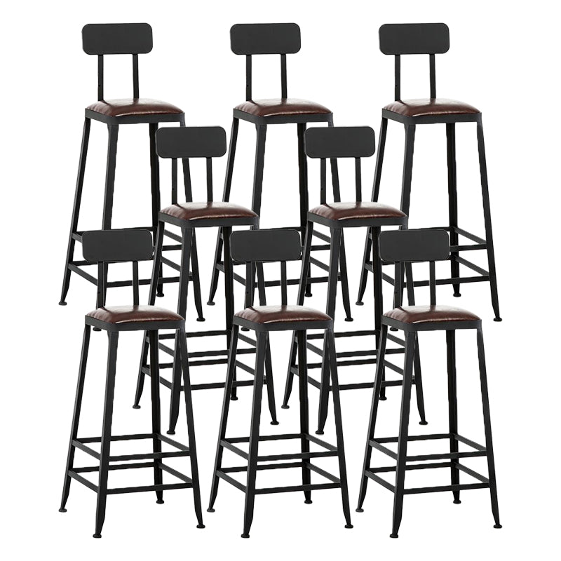 Industrial Armless Counter Stool Iron Milk Tea Shop Bar Stool with Cushion and Pedal With Back 8 Piece Set Bar Stool(30"H) Clearhalo 'Bar Furniture' 'Bar Stools' 'bar_stools' 'furn' 'furn_bar_stools' 'Furniture' 'Kitchen & Dining Furniture' 5173212