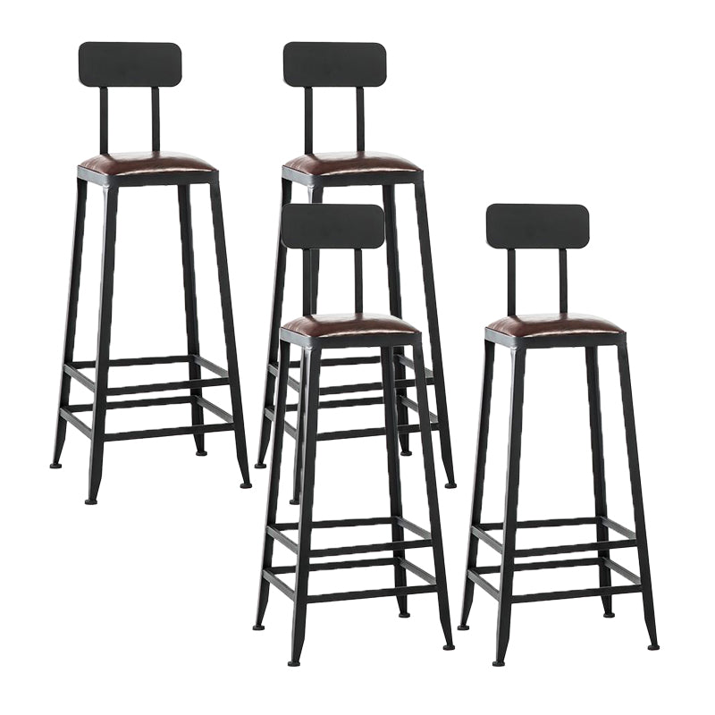 Industrial Armless Counter Stool Iron Milk Tea Shop Bar Stool with Cushion and Pedal With Back 4 Piece Set Bar Stool(31"H) Clearhalo 'Bar Furniture' 'Bar Stools' 'bar_stools' 'furn' 'furn_bar_stools' 'Furniture' 'Kitchen & Dining Furniture' 5173214
