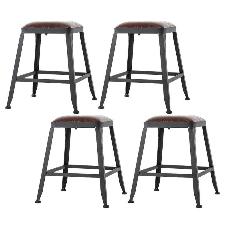 Industrial Armless Counter Stool Iron Milk Tea Shop Bar Stool with Cushion and Pedal Backless 4 Piece Set Short Stool(18"H) Clearhalo 'Bar Furniture' 'Bar Stools' 'bar_stools' 'furn' 'furn_bar_stools' 'Furniture' 'Kitchen & Dining Furniture' 5173218