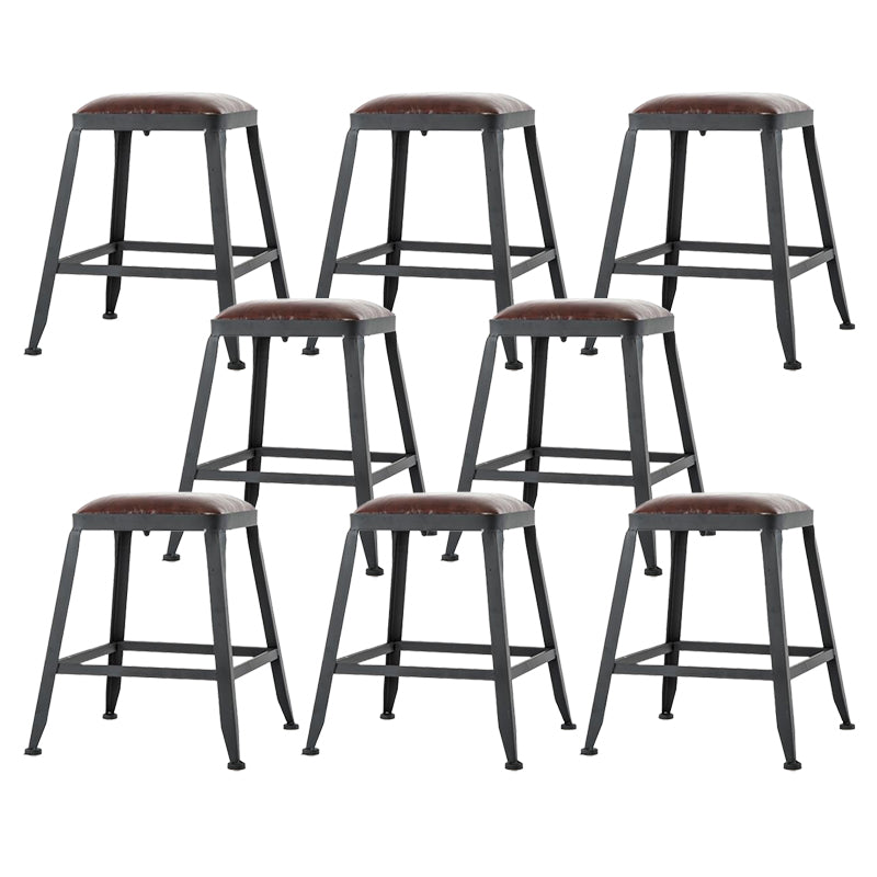 Industrial Armless Counter Stool Iron Milk Tea Shop Bar Stool with Cushion and Pedal Backless 8 Piece Set Short Stool(18"H) Clearhalo 'Bar Furniture' 'Bar Stools' 'bar_stools' 'furn' 'furn_bar_stools' 'Furniture' 'Kitchen & Dining Furniture' 5173220