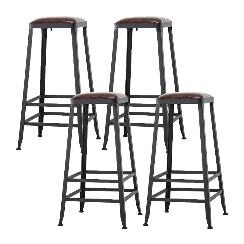 Industrial Armless Counter Stool Iron Milk Tea Shop Bar Stool with Cushion and Pedal Backless 4 Piece Set Bar Stool(30"H) Clearhalo 'Bar Furniture' 'Bar Stools' 'bar_stools' 'furn' 'furn_bar_stools' 'Furniture' 'Kitchen & Dining Furniture' 5173226