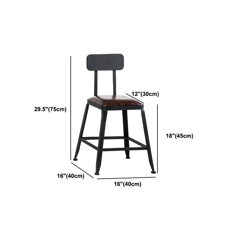 Industrial Armless Counter Stool Iron Milk Tea Shop Bar Stool with Cushion and Pedal Clearhalo 'Bar Furniture' 'Bar Stools' 'bar_stools' 'furn' 'furn_bar_stools' 'Furniture' 'Kitchen & Dining Furniture' 5173233