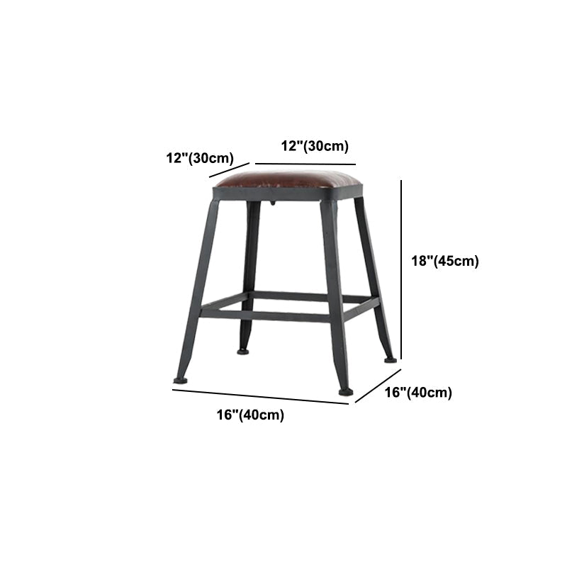 Industrial Armless Counter Stool Iron Milk Tea Shop Bar Stool with Cushion and Pedal Clearhalo 'Bar Furniture' 'Bar Stools' 'bar_stools' 'furn' 'furn_bar_stools' 'Furniture' 'Kitchen & Dining Furniture' 5173234
