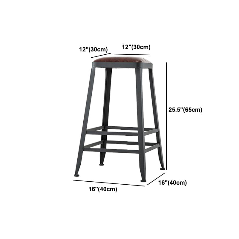 Industrial Armless Counter Stool Iron Milk Tea Shop Bar Stool with Cushion and Pedal Clearhalo 'Bar Furniture' 'Bar Stools' 'bar_stools' 'furn' 'furn_bar_stools' 'Furniture' 'Kitchen & Dining Furniture' 5173236