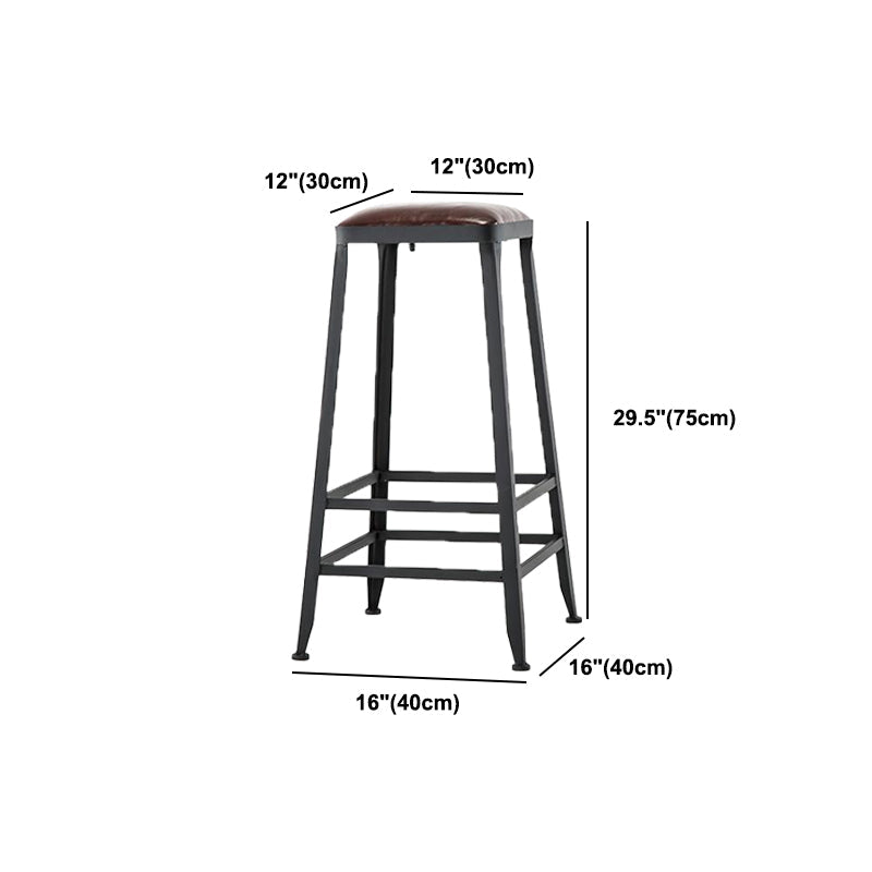 Industrial Armless Counter Stool Iron Milk Tea Shop Bar Stool with Cushion and Pedal Clearhalo 'Bar Furniture' 'Bar Stools' 'bar_stools' 'furn' 'furn_bar_stools' 'Furniture' 'Kitchen & Dining Furniture' 5173238