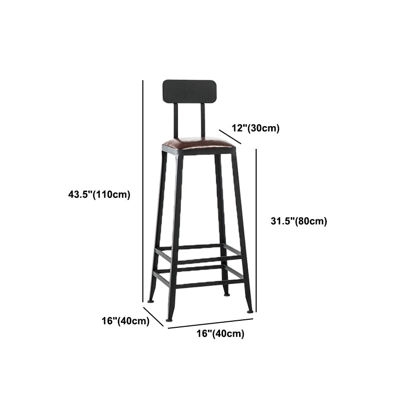 Industrial Armless Counter Stool Iron Milk Tea Shop Bar Stool with Cushion and Pedal Clearhalo 'Bar Furniture' 'Bar Stools' 'bar_stools' 'furn' 'furn_bar_stools' 'Furniture' 'Kitchen & Dining Furniture' 5173239