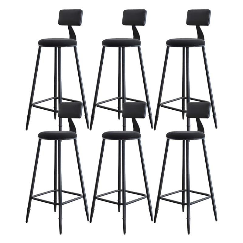 Modern Backrest Armless Counter Stool Iron Dining Room Bar Stool with Cushion and Pedal
