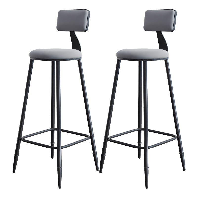 Modern Backrest Armless Counter Stool Iron Dining Room Bar Stool with Cushion and Pedal