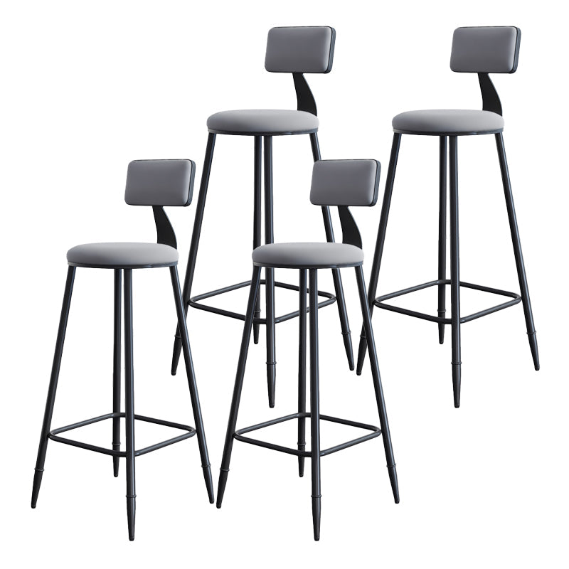 Modern Backrest Armless Counter Stool Iron Dining Room Bar Stool with Cushion and Pedal