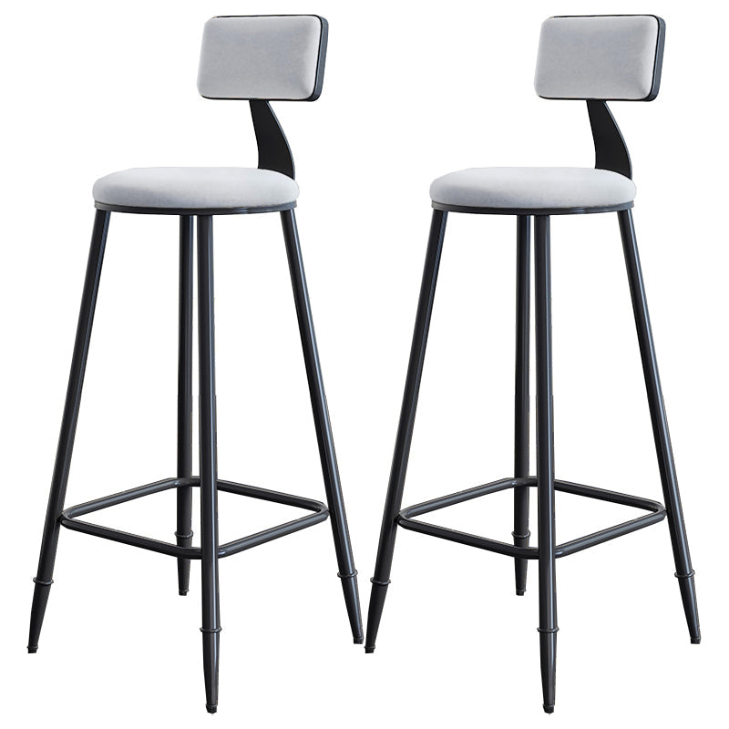 Modern Backrest Armless Counter Stool Iron Dining Room Bar Stool with Cushion and Pedal