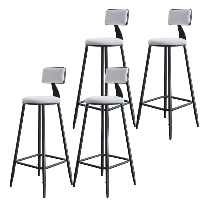 Modern Backrest Armless Counter Stool Iron Dining Room Bar Stool with Cushion and Pedal