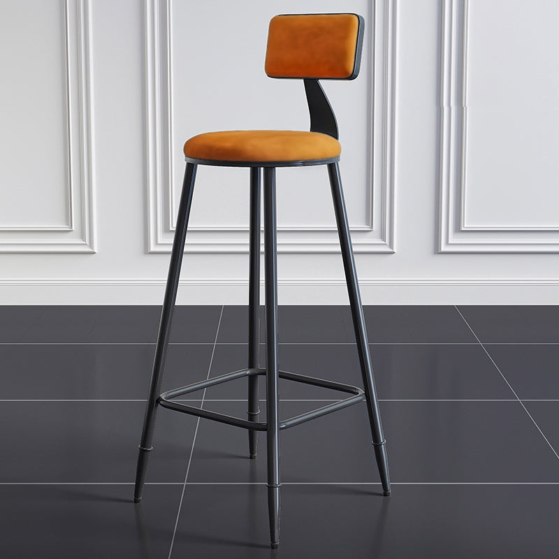 Modern Backrest Armless Counter Stool Iron Dining Room Bar Stool with Cushion and Pedal
