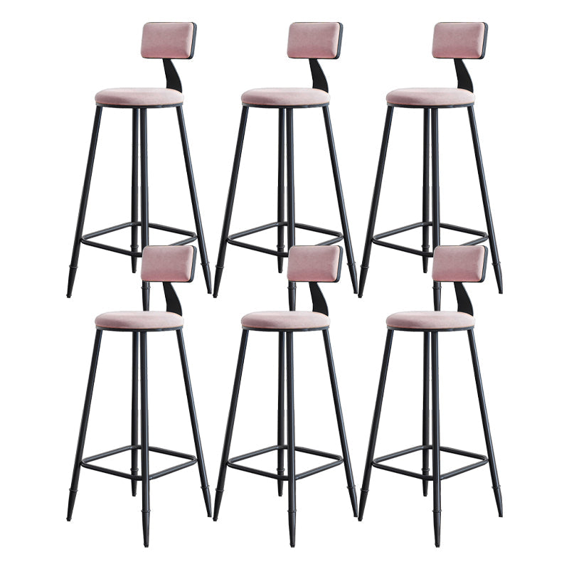 Modern Backrest Armless Counter Stool Iron Dining Room Bar Stool with Cushion and Pedal