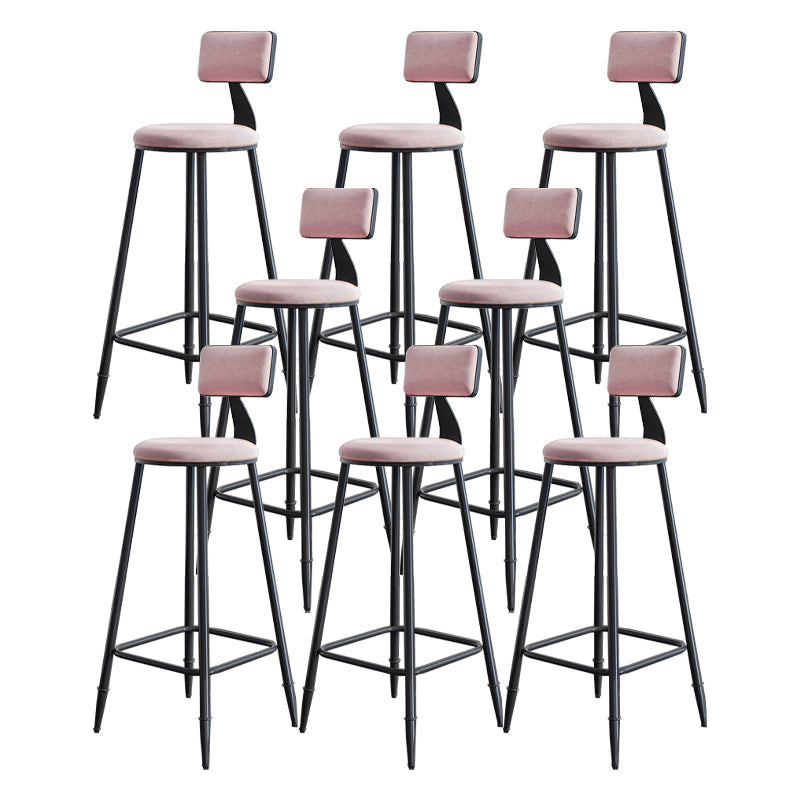 Modern Backrest Armless Counter Stool Iron Dining Room Bar Stool with Cushion and Pedal