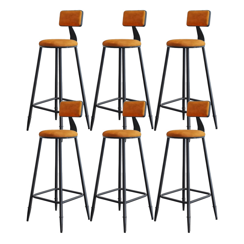 Modern Backrest Armless Counter Stool Iron Dining Room Bar Stool with Cushion and Pedal