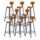 Modern Backrest Armless Counter Stool Iron Dining Room Bar Stool with Cushion and Pedal