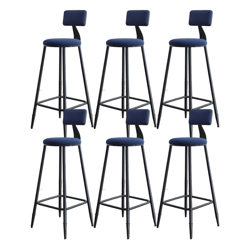 Modern Backrest Armless Counter Stool Iron Dining Room Bar Stool with Cushion and Pedal