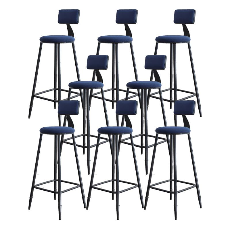 Modern Backrest Armless Counter Stool Iron Dining Room Bar Stool with Cushion and Pedal
