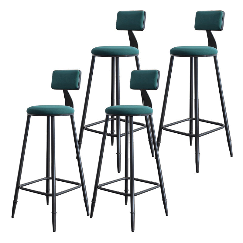 Modern Backrest Armless Counter Stool Iron Dining Room Bar Stool with Cushion and Pedal