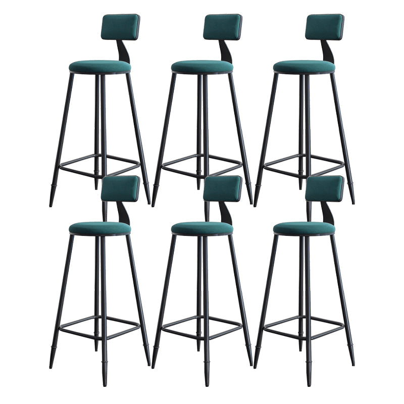 Modern Backrest Armless Counter Stool Iron Dining Room Bar Stool with Cushion and Pedal