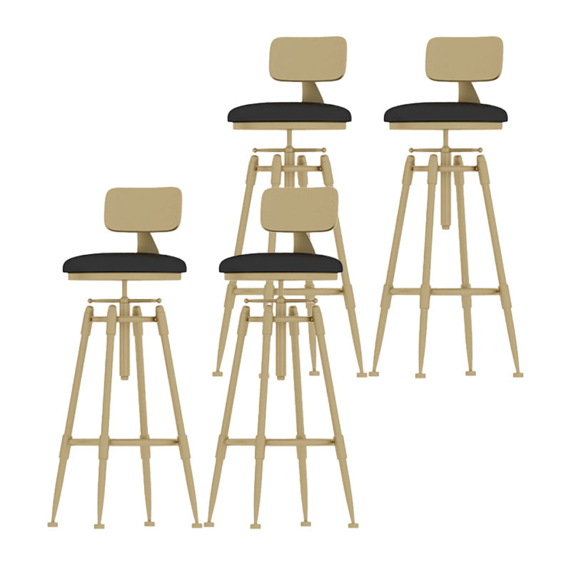 Glam Rotatable Backrest Counter Stool Iron Cafe Bar Stool with Cushion and Pedal