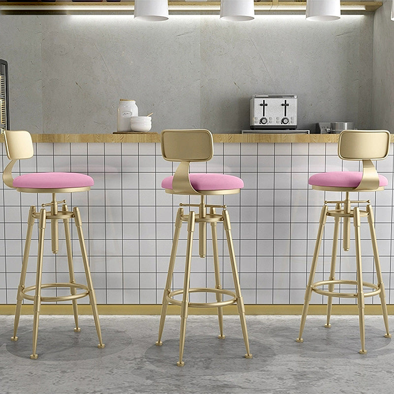 Glam Rotatable Backrest Counter Stool Iron Cafe Bar Stool with Cushion and Pedal