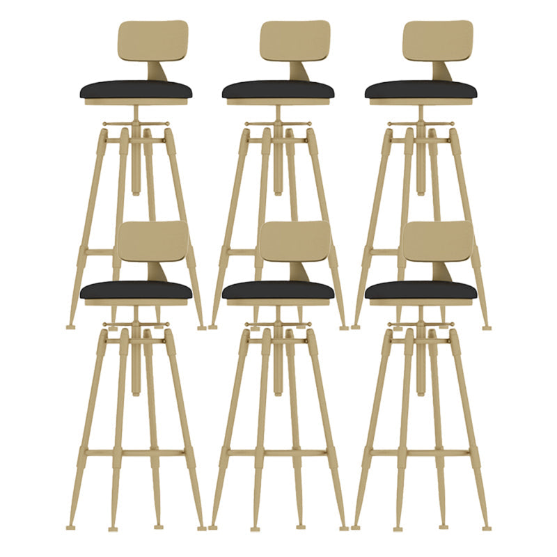 Glam Rotatable Backrest Counter Stool Iron Cafe Bar Stool with Cushion and Pedal