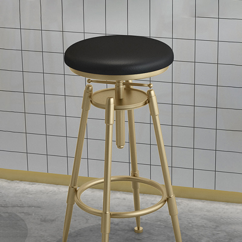Glam Rotatable Backrest Counter Stool Iron Cafe Bar Stool with Cushion and Pedal