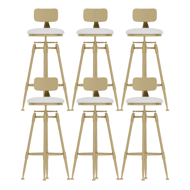 Glam Rotatable Backrest Counter Stool Iron Cafe Bar Stool with Cushion and Pedal