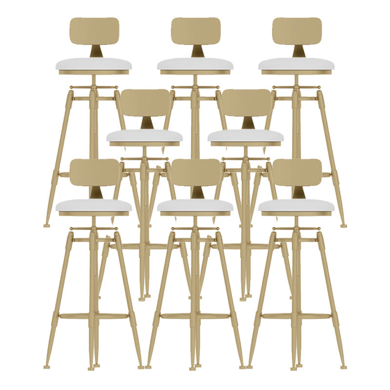 Glam Rotatable Backrest Counter Stool Iron Cafe Bar Stool with Cushion and Pedal