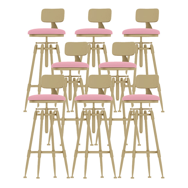 Glam Rotatable Backrest Counter Stool Iron Cafe Bar Stool with Cushion and Pedal