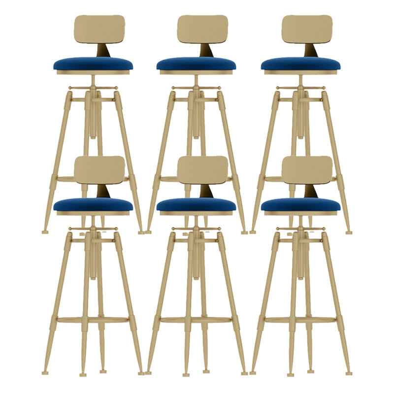 Glam Rotatable Backrest Counter Stool Iron Cafe Bar Stool with Cushion and Pedal