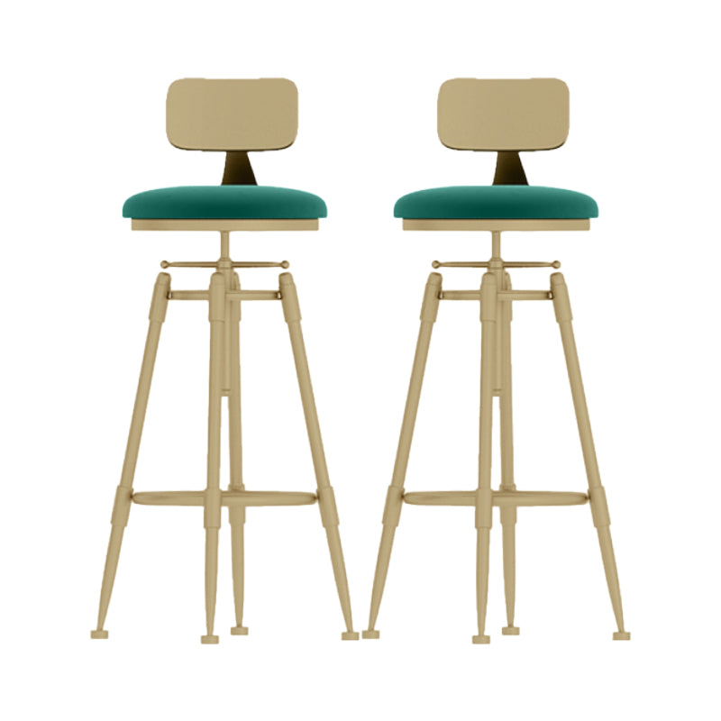 Glam Rotatable Backrest Counter Stool Iron Cafe Bar Stool with Cushion and Pedal