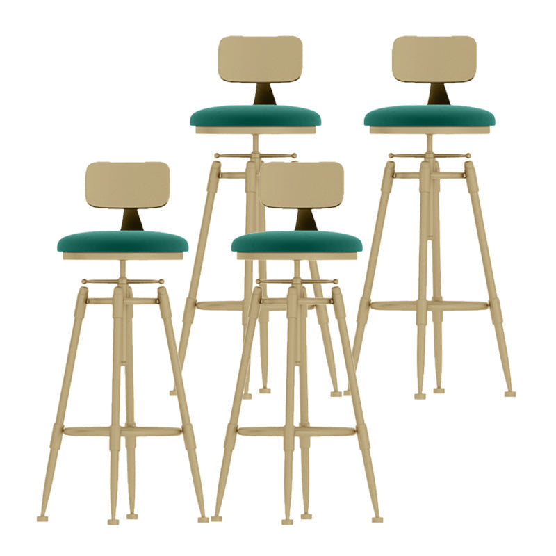 Glam Rotatable Backrest Counter Stool Iron Cafe Bar Stool with Cushion and Pedal