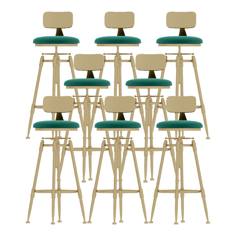 Glam Rotatable Backrest Counter Stool Iron Cafe Bar Stool with Cushion and Pedal