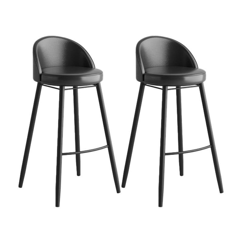 Industrial Backrest Counter Stool Iron Cafe Bar Stool with Leather Cushion and Pedal Black 2 Piece Set Clearhalo 'Bar Furniture' 'Bar Stools' 'bar_stools' 'furn' 'furn_bar_stools' 'Furniture' 'Kitchen & Dining Furniture' 5173341