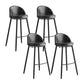 Industrial Backrest Counter Stool Iron Cafe Bar Stool with Leather Cushion and Pedal Black 4 Piece Set Clearhalo 'Bar Furniture' 'Bar Stools' 'bar_stools' 'furn' 'furn_bar_stools' 'Furniture' 'Kitchen & Dining Furniture' 5173342