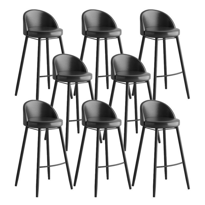 Industrial Backrest Counter Stool Iron Cafe Bar Stool with Leather Cushion and Pedal Black 8 Piece Set Clearhalo 'Bar Furniture' 'Bar Stools' 'bar_stools' 'furn' 'furn_bar_stools' 'Furniture' 'Kitchen & Dining Furniture' 5173347