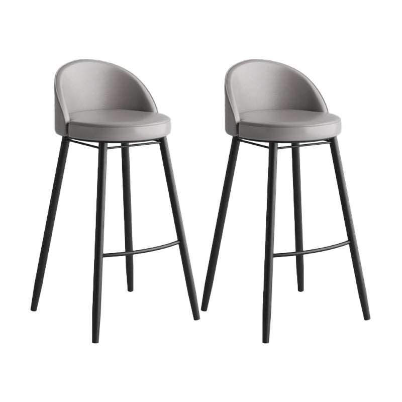 Industrial Backrest Counter Stool Iron Cafe Bar Stool with Leather Cushion and Pedal Grey 2 Piece Set Clearhalo 'Bar Furniture' 'Bar Stools' 'bar_stools' 'furn' 'furn_bar_stools' 'Furniture' 'Kitchen & Dining Furniture' 5173349