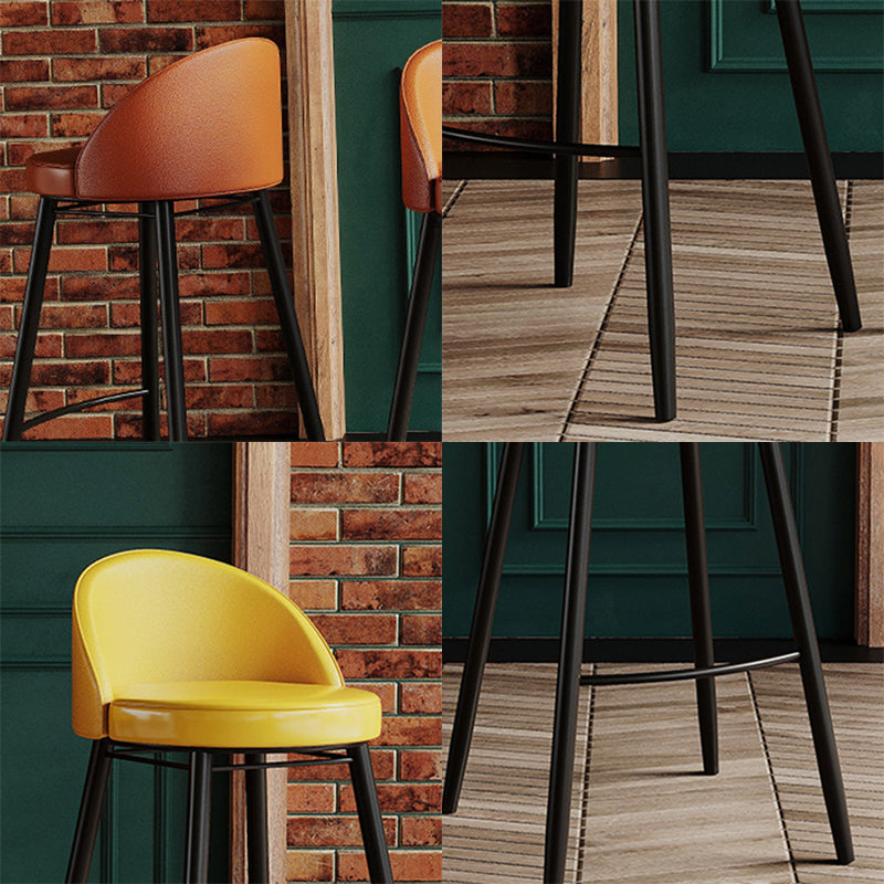 Industrial Backrest Counter Stool Iron Cafe Bar Stool with Leather Cushion and Pedal Clearhalo 'Bar Furniture' 'Bar Stools' 'bar_stools' 'furn' 'furn_bar_stools' 'Furniture' 'Kitchen & Dining Furniture' 5173350