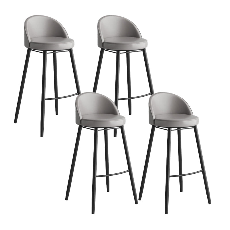 Industrial Backrest Counter Stool Iron Cafe Bar Stool with Leather Cushion and Pedal Grey 4 Piece Set Clearhalo 'Bar Furniture' 'Bar Stools' 'bar_stools' 'furn' 'furn_bar_stools' 'Furniture' 'Kitchen & Dining Furniture' 5173351
