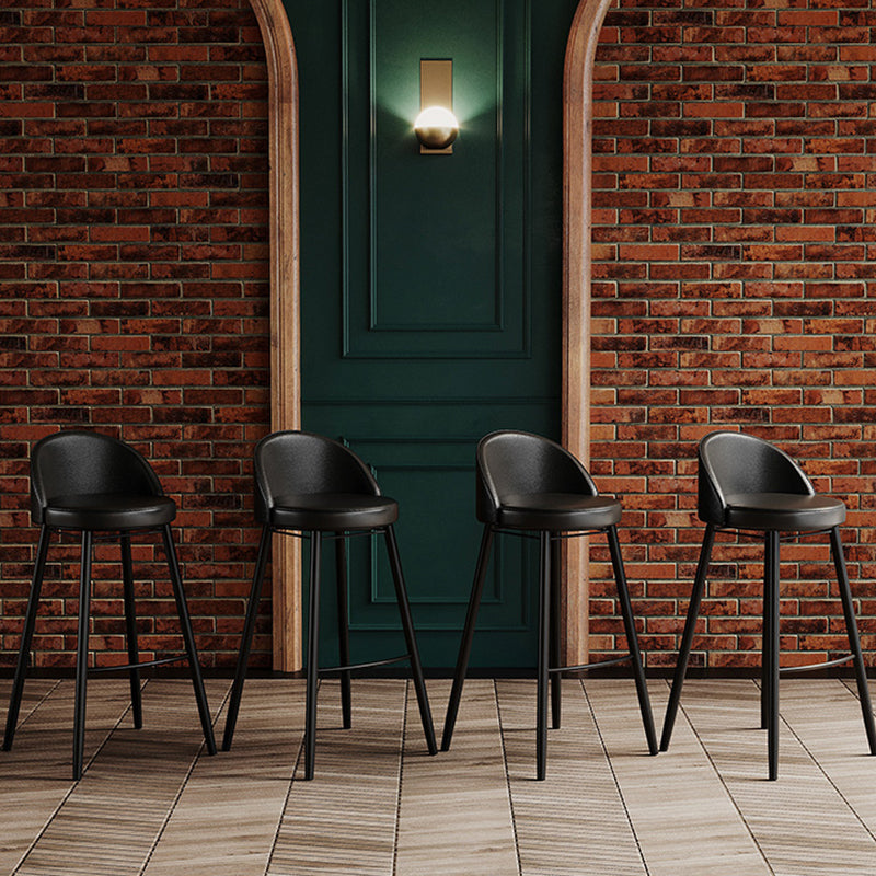 Industrial Backrest Counter Stool Iron Cafe Bar Stool with Leather Cushion and Pedal Clearhalo 'Bar Furniture' 'Bar Stools' 'bar_stools' 'furn' 'furn_bar_stools' 'Furniture' 'Kitchen & Dining Furniture' 5173352