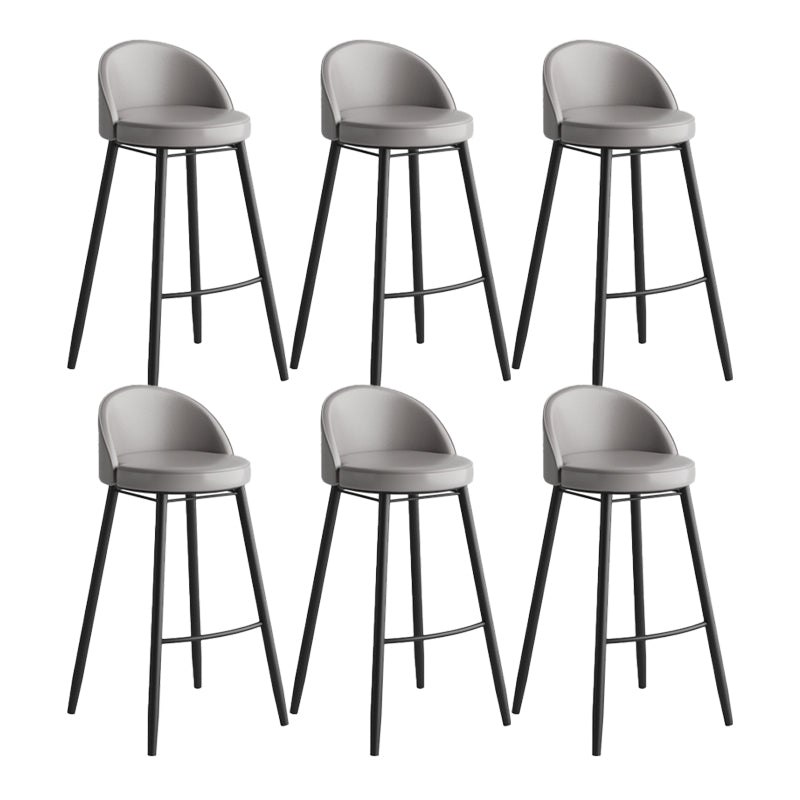 Industrial Backrest Counter Stool Iron Cafe Bar Stool with Leather Cushion and Pedal Grey 6 Piece Set Clearhalo 'Bar Furniture' 'Bar Stools' 'bar_stools' 'furn' 'furn_bar_stools' 'Furniture' 'Kitchen & Dining Furniture' 5173353