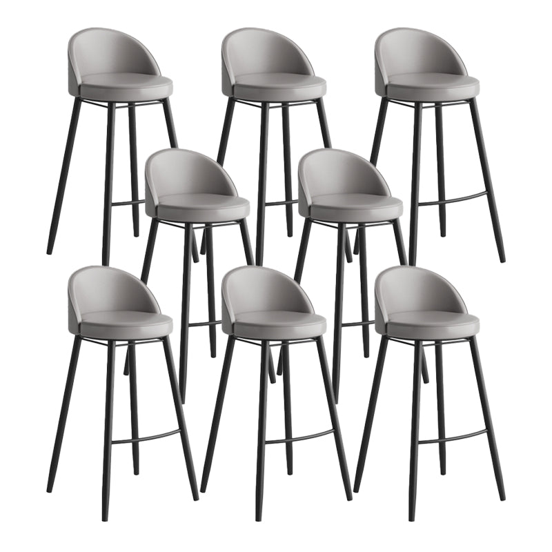 Industrial Backrest Counter Stool Iron Cafe Bar Stool with Leather Cushion and Pedal Grey 8 Piece Set Clearhalo 'Bar Furniture' 'Bar Stools' 'bar_stools' 'furn' 'furn_bar_stools' 'Furniture' 'Kitchen & Dining Furniture' 5173355