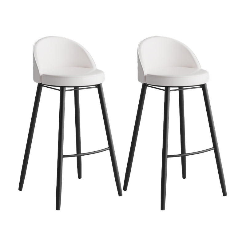 Industrial Backrest Counter Stool Iron Cafe Bar Stool with Leather Cushion and Pedal White 2 Piece Set Clearhalo 'Bar Furniture' 'Bar Stools' 'bar_stools' 'furn' 'furn_bar_stools' 'Furniture' 'Kitchen & Dining Furniture' 5173356