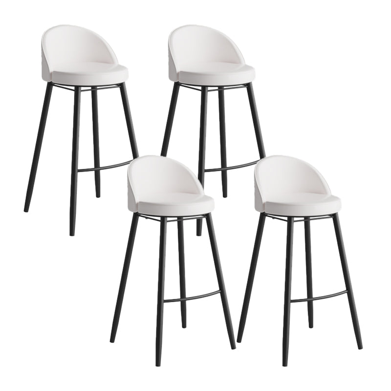 Industrial Backrest Counter Stool Iron Cafe Bar Stool with Leather Cushion and Pedal White 4 Piece Set Clearhalo 'Bar Furniture' 'Bar Stools' 'bar_stools' 'furn' 'furn_bar_stools' 'Furniture' 'Kitchen & Dining Furniture' 5173357