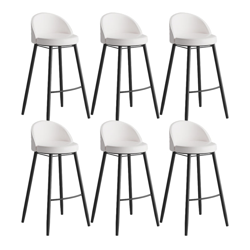 Industrial Backrest Counter Stool Iron Cafe Bar Stool with Leather Cushion and Pedal White 6 Piece Set Clearhalo 'Bar Furniture' 'Bar Stools' 'bar_stools' 'furn' 'furn_bar_stools' 'Furniture' 'Kitchen & Dining Furniture' 5173358