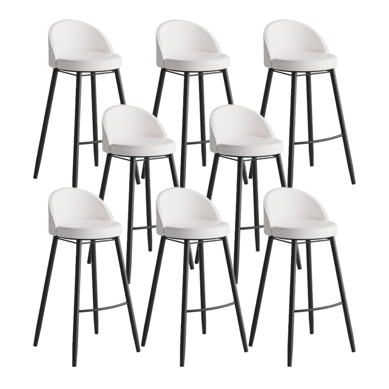 Industrial Backrest Counter Stool Iron Cafe Bar Stool with Leather Cushion and Pedal White 8 Piece Set Clearhalo 'Bar Furniture' 'Bar Stools' 'bar_stools' 'furn' 'furn_bar_stools' 'Furniture' 'Kitchen & Dining Furniture' 5173359